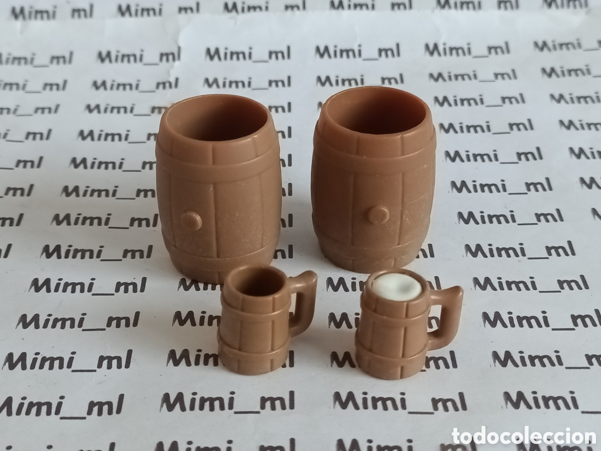 Playmobil: Playmobil 2 barriles cerveza y 2 jarras castillo medieval barco pirata taberna