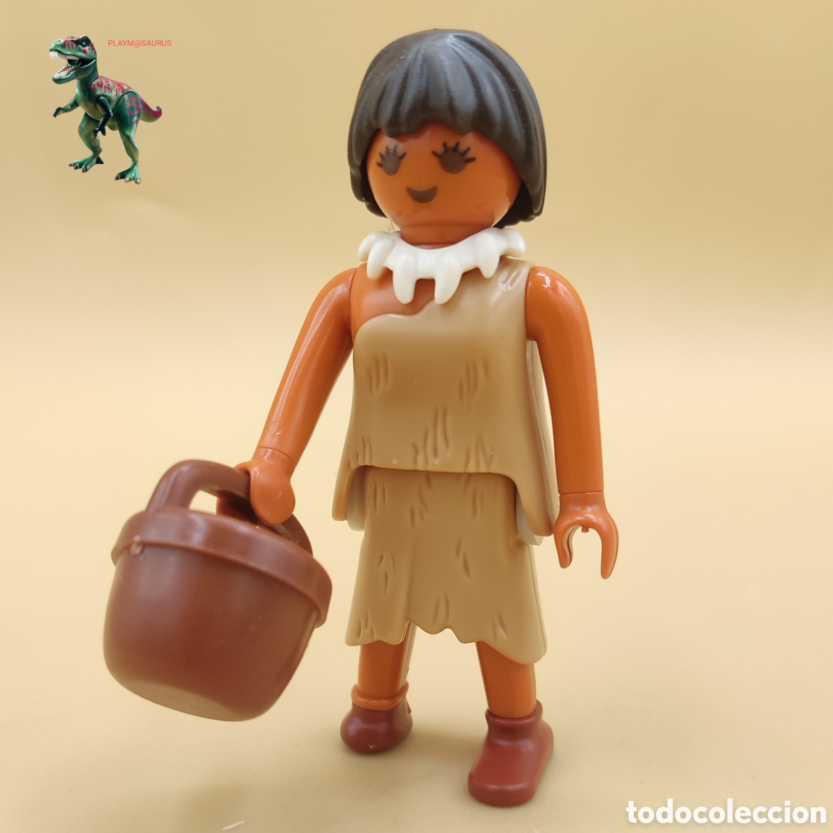 Playmobil: Playmobil figura mujer edad de piedra primitivo coja lisiada guerrero vestido de pieles prehistorica