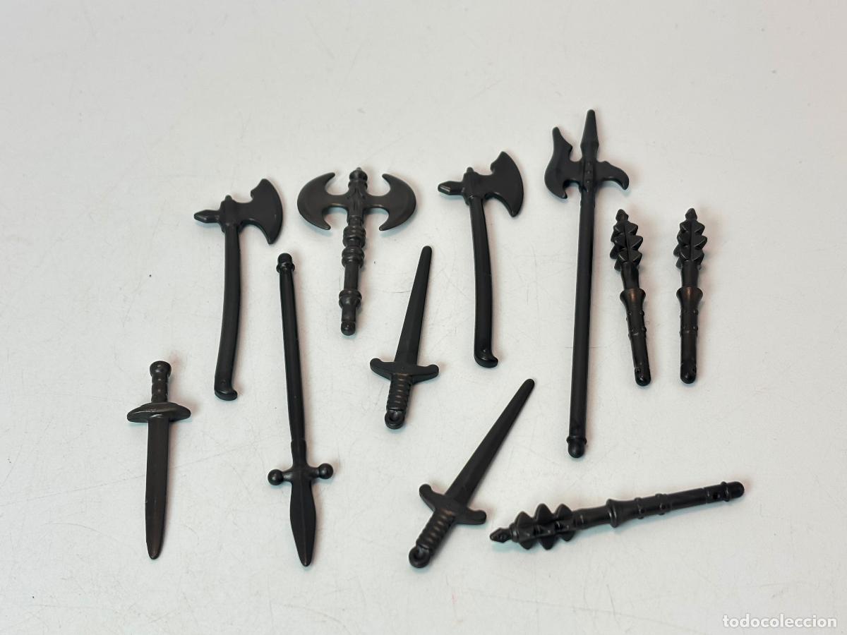 Playmobil: Playmobil lote espada hacha maza lanza color antracita