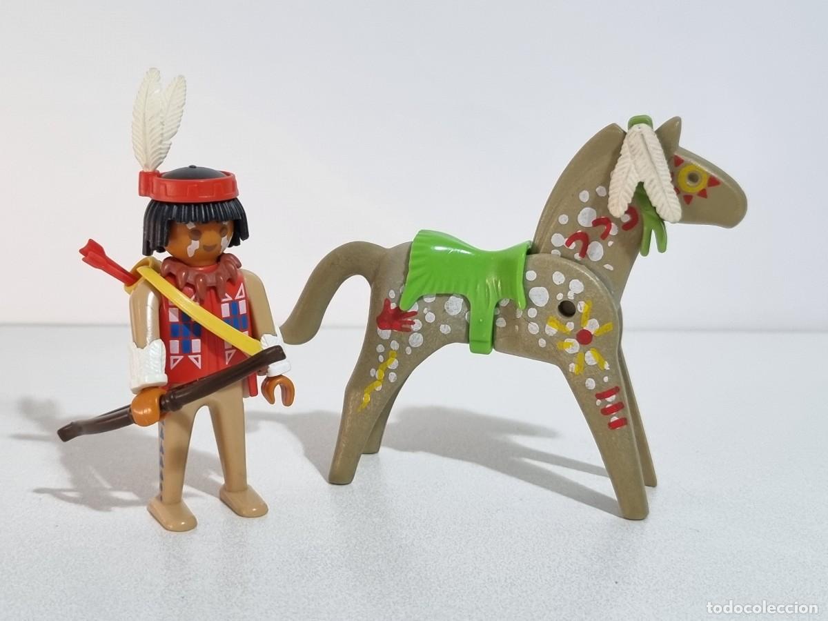 Playmobil: Playmobil 3731 Antiguo Cazador Indio Guerrero Bisonte Caballo Apache Oeste