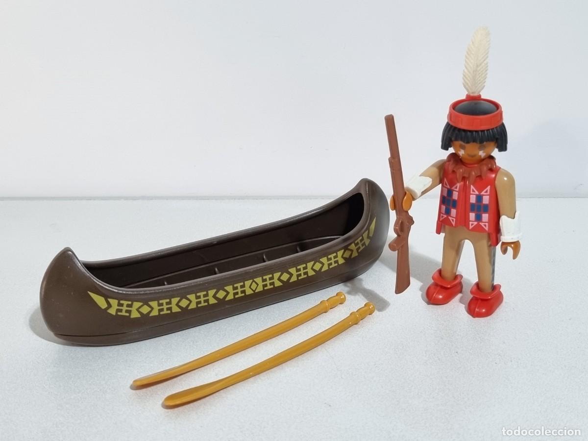 Playmobil: Playmobil 3397 Antiguo Indio Guerrero Cazador Canoa Kayak Oeste Western