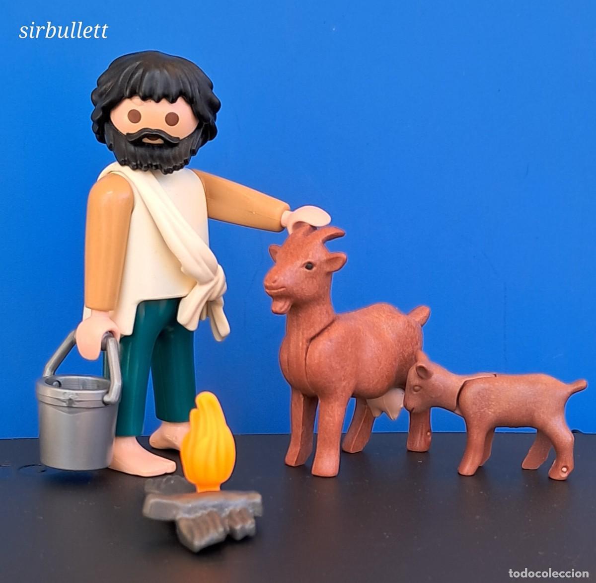 Playmobil: Figura Pastor Cabras Fogata. Playmobil. Ideal Bel&eacute;n, Medieval, Navidad.