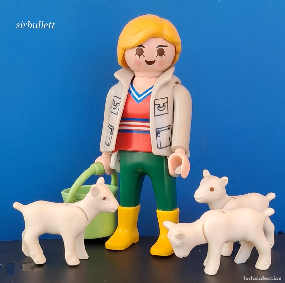 Playmobil: Figura Mujer Granjera Cabritas Chivos. Playmobil
