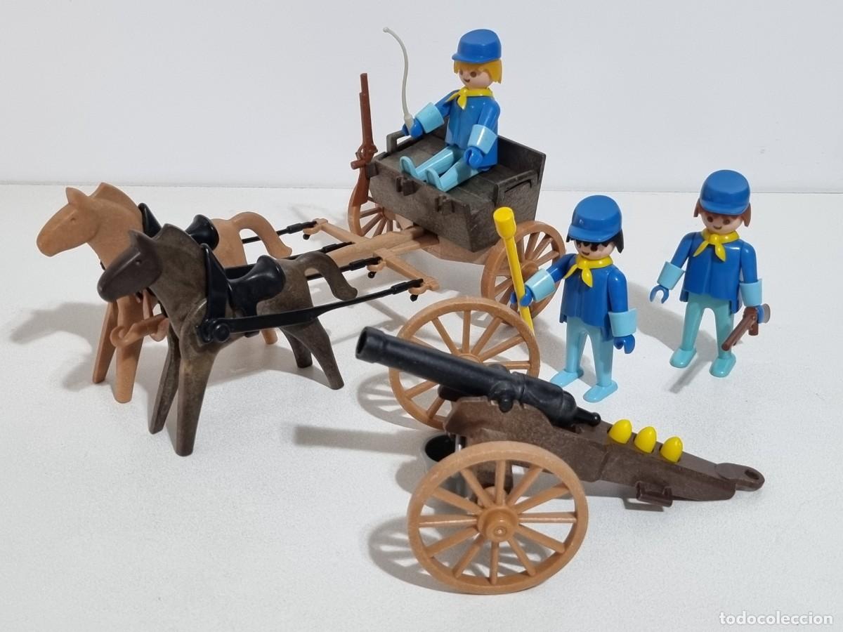 Playmobil: Playmobil 3244 Antiguo Set Nordista Artilleria Carro Combate Ca&ntilde;on Soldado Oeste