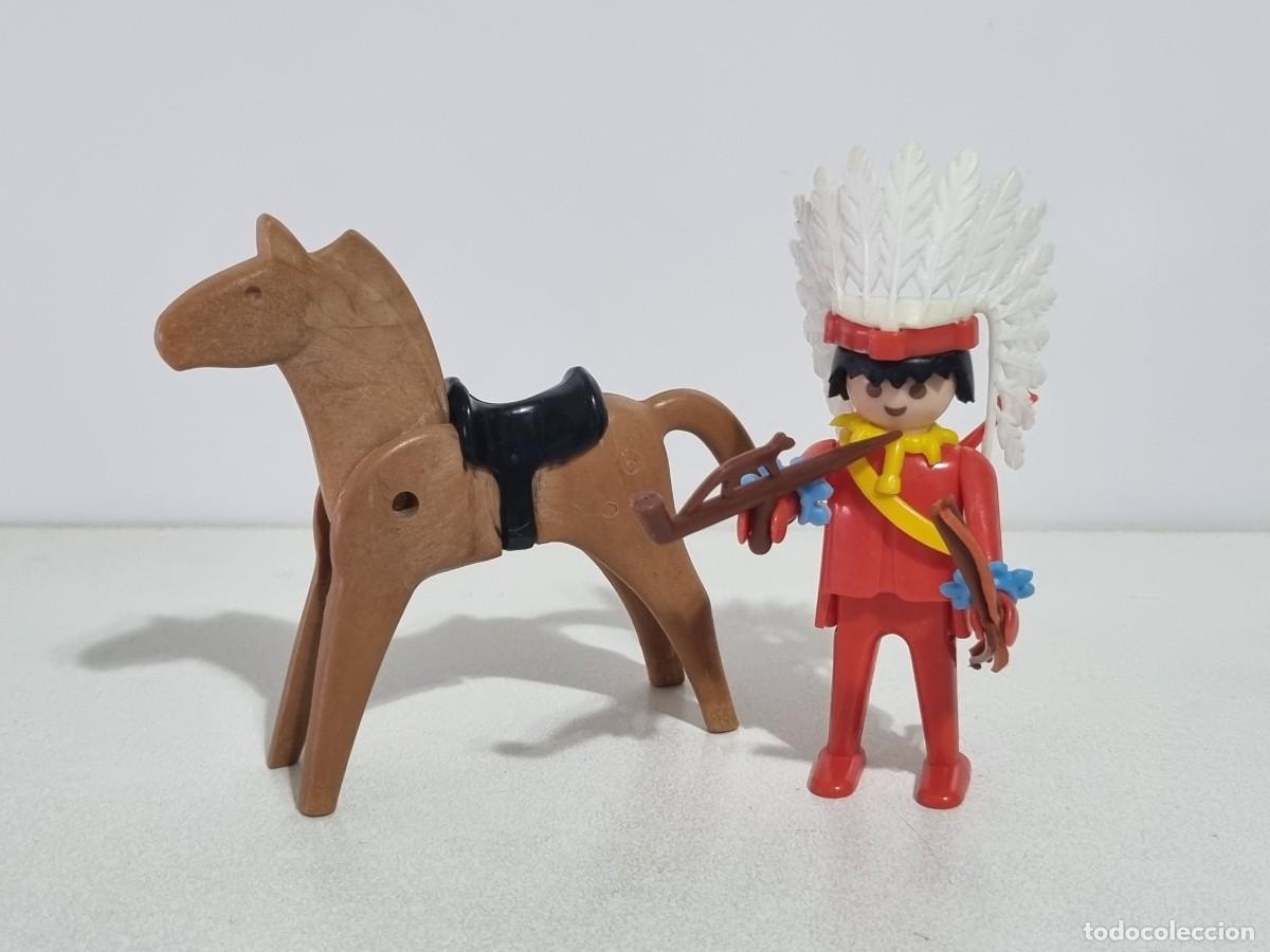 Playmobil: Playmobil 3351 Guerrero Jefe Indio Apache Poblado Caballo Cazador Oeste Western