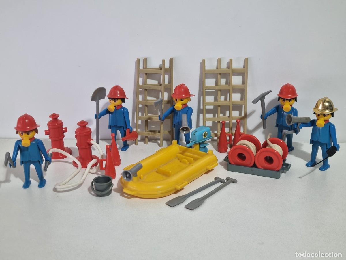 Playmobil: Playmobil 3491 Set Antiguo Equipo Bomberos Boca Incendio Lancha Extintor Bombero