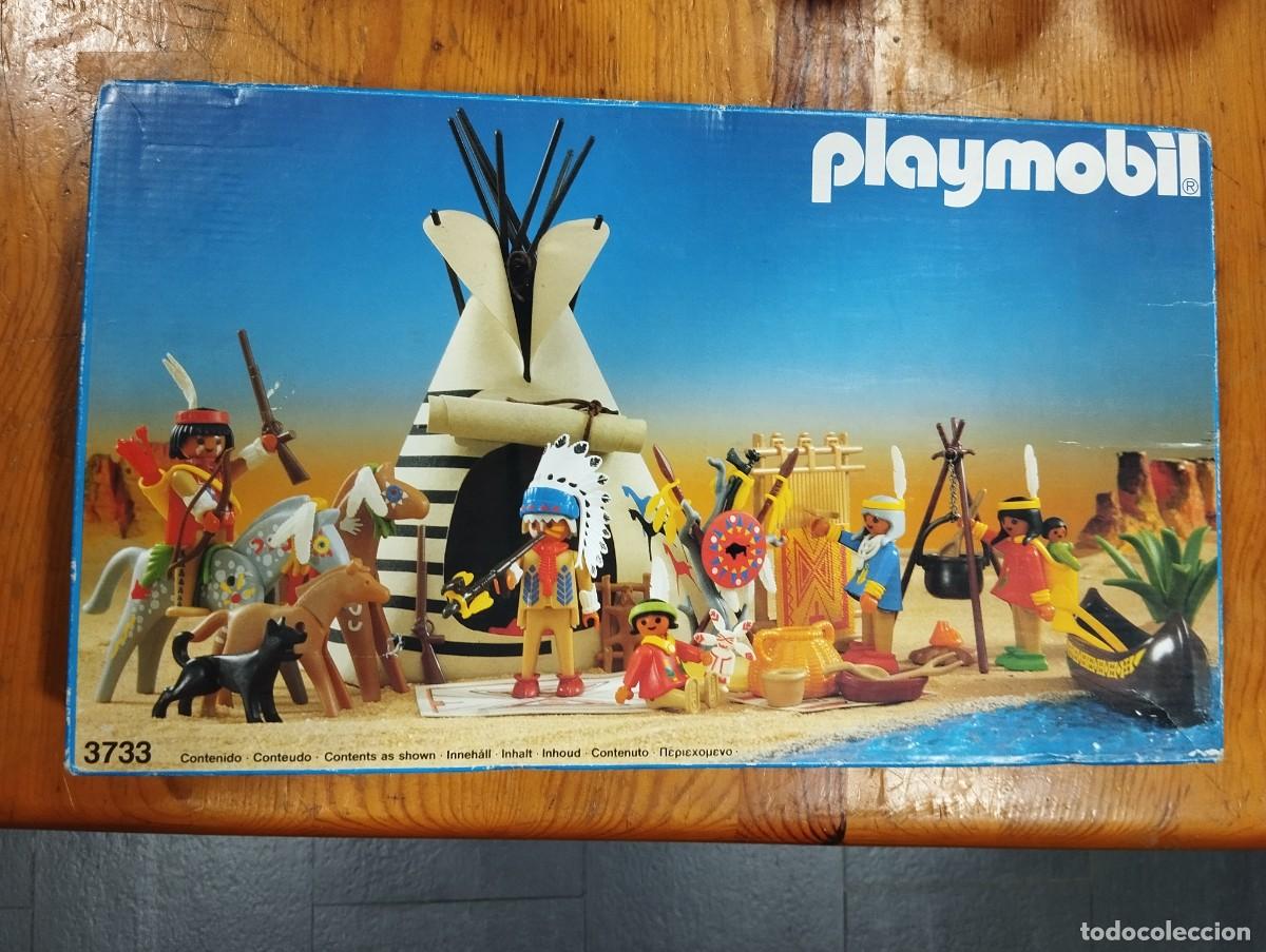 Playmobil: JUGUETE PLAYMOBIL 3733 - POBLADO / CAMPAMENTO INDIO WESTERN VINTAGE - COMPLETO EN CAJA ORIGINAL.