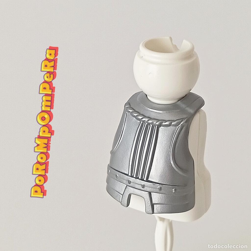Playmobil: PLAYMOBIL pechera plateada gruesa armadura CABALLERO MEDIEVAL barriga gordo COMPLETAR/CUSTOM F4