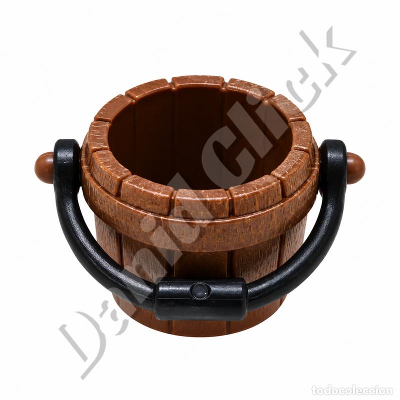 Playmobil: Cubo de Madera con Agua Playmobil Marr&oacute;n Bel&eacute;n Medieval Granja Oeste Piratas