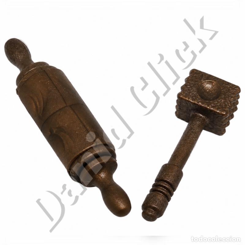 Playmobil: Playmobil Utensilios Cocina Bronce Rodillo Mazo Victoriano Antiguo