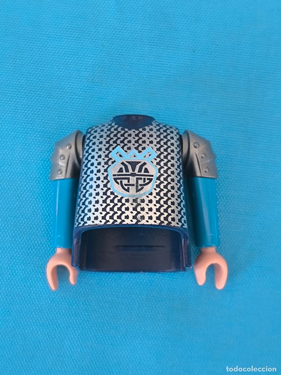 Playmobil: Playmobil torso cuerpo gordo azul marino cota malla brazos turquesa hombrera plata vikingos medieval