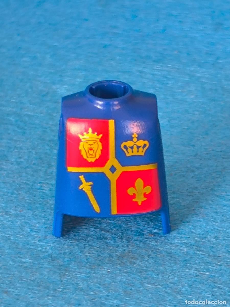 Playmobil: Playmobil torso cuerpo medieval azul rojo dorado le&oacute;n corona espada flor de lis vikingos castillo