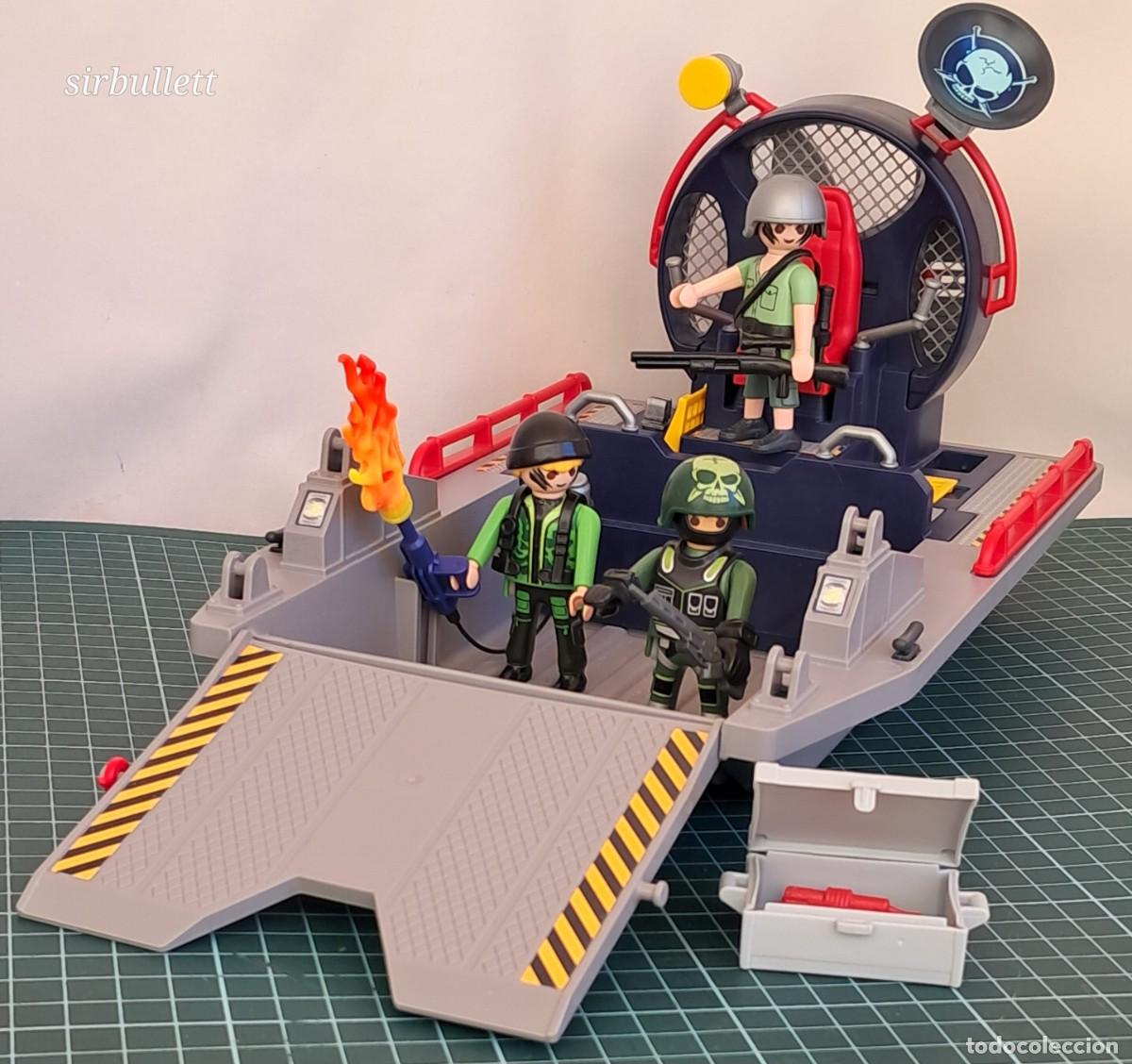 Playmobil: Lancha Desembarco. Playmobil 9433. Hidrodeslizador Figura Lanzallamas