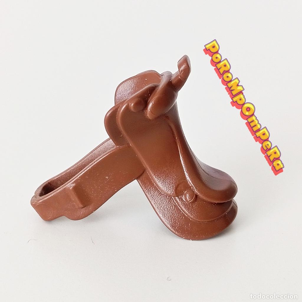 Playmobil: PLAYMOBIL silla de montar marr&oacute;n oscuro montura medieval oeste vikingo indio granja F1