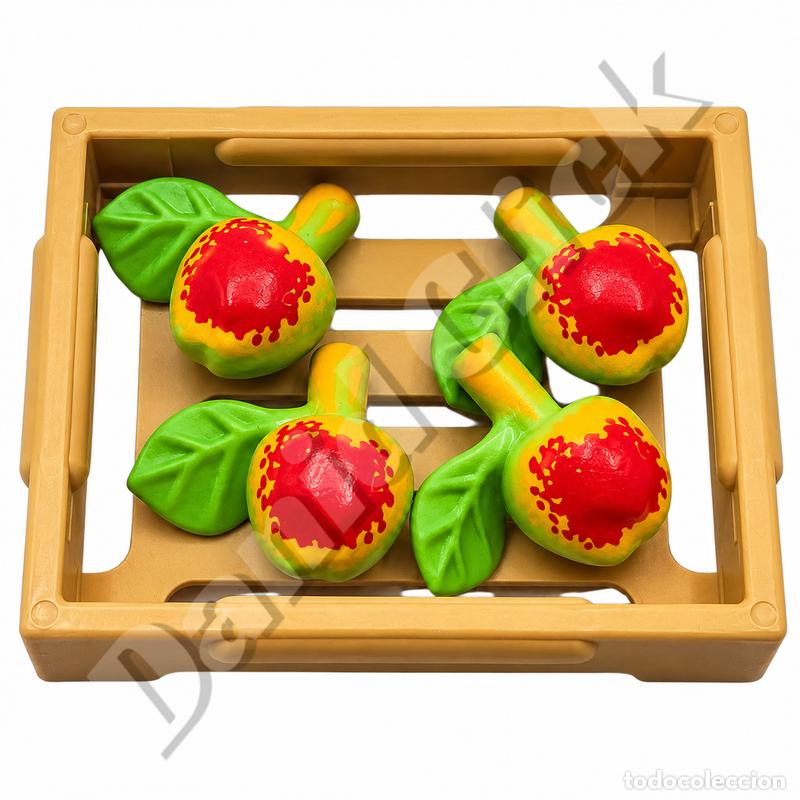 Playmobil: Playmobil Caja Manzanas Rojas Amarillas Fruta Mercado Granja Aldeanos Medieval Bel&eacute;n Piratas