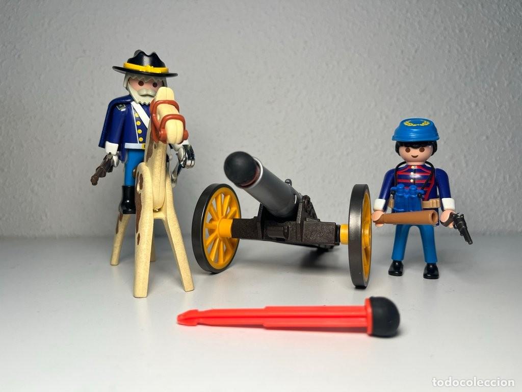 Playmobil: Playmobil ca&ntilde;&oacute;n con artillero nordista y general a caballo, guerra de Secesi&oacute;n