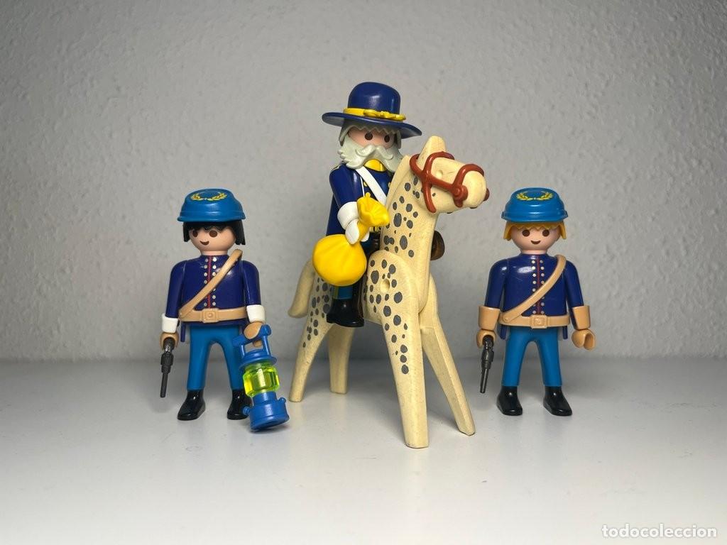 Playmobil: Playmobil soldados nordistas con farol y general en caballo moteado