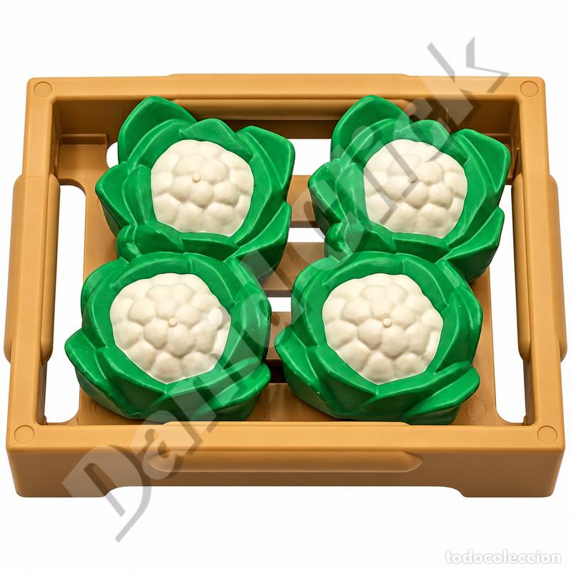 Playmobil: Playmobil Caja con Cuatro Coliflores Blancas Verduras Mercado Granja Huerto Aldeanos Medieval Bel&eacute;n