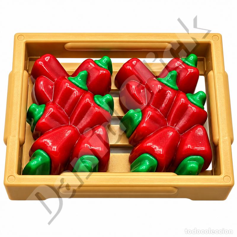 Playmobil: Playmobil Caja Pimientos Rojos Verdes Verduras Mercado Huerto Granja Aldeanos Medieval Bel&eacute;n Piratas