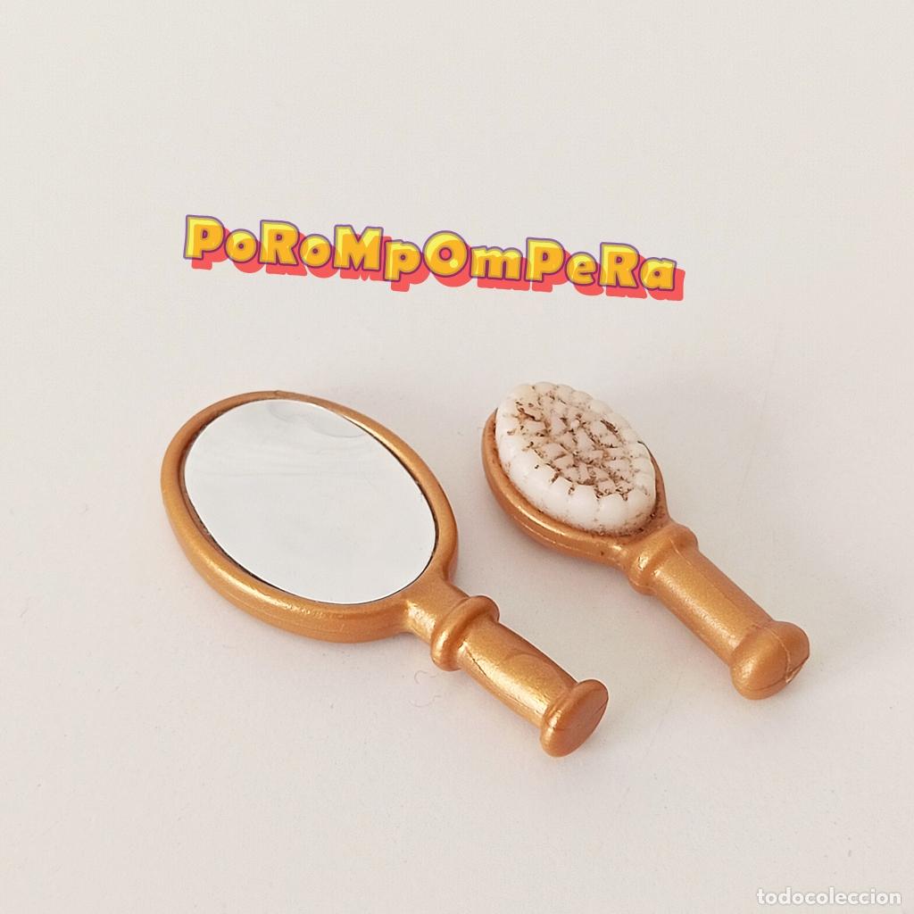 Playmobil: PLAYMOBIL lote cepillo + espejo de mano dorado habitaci&oacute;n real dama victoriana tocador princesa F4