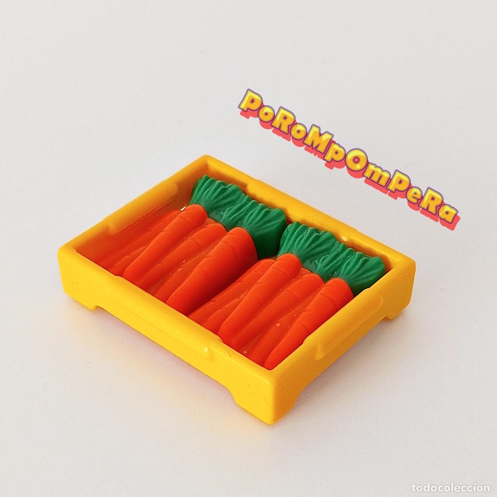 Playmobil: PLAYMOBIL bandeja amarilla zanahorias puesto mercado medieval bel&eacute;n fruter&iacute;a verduras caja F4