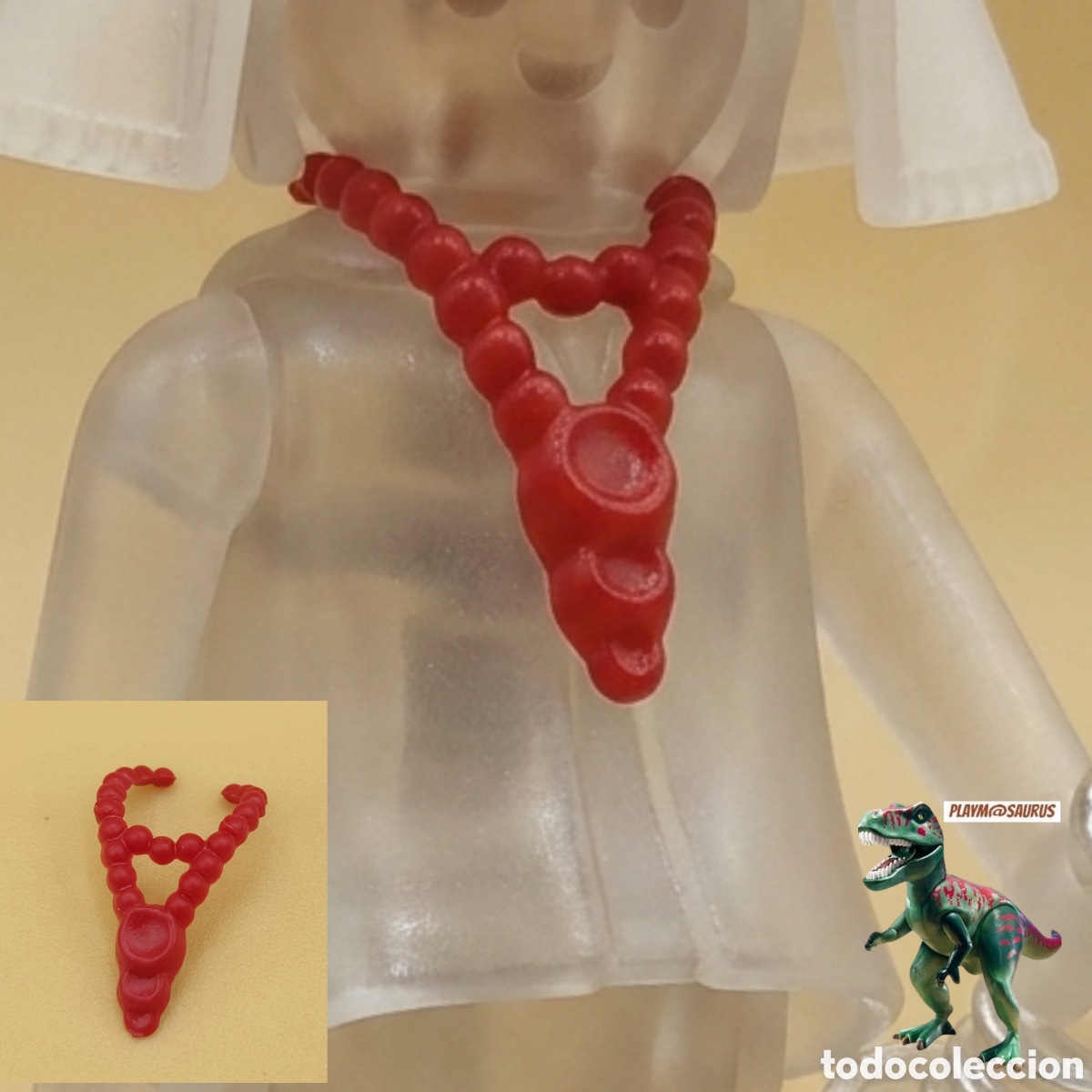 Playmobil: Playmobil collar de perlas color rojo vino oscuro dama victoriana medieval simil 3410 3168 3447
