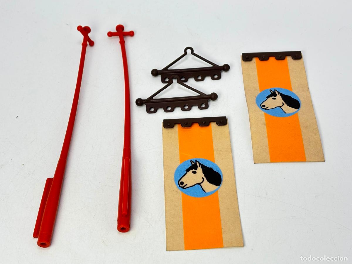 Playmobil: Playmobil 3120 lote bandera mast&iacute;n con soporte rancho ponis
