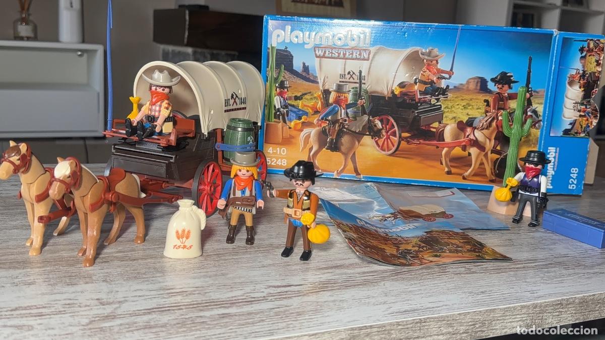 Playmobil: 5248 carro carruaje oeste caballo sheriff vaquero west figura accesorio Playmobil caja instrucciones