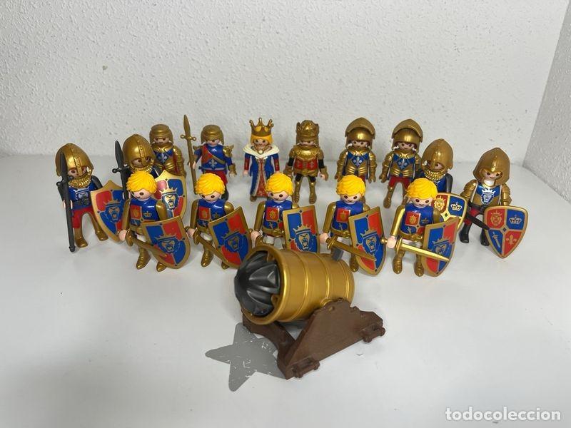 Playmobil: Playmobil ej&eacute;rcito medieval dorado: rey, reina, caballeros y ca&ntilde;&oacute;n, 15 figuras