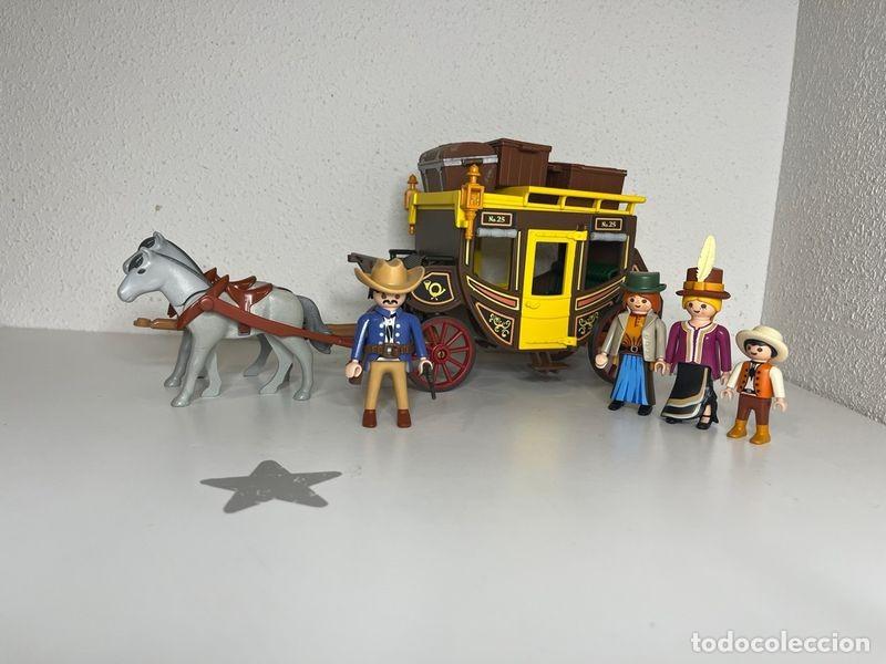 Playmobil: Playmobil diligencia del Oeste con dos caballos, vaqueros y damas