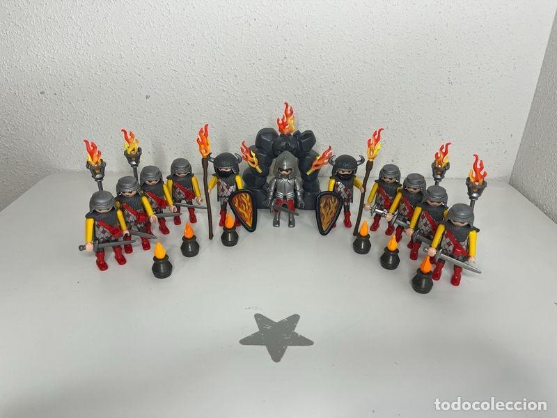 Playmobil: Playmobil soldados del fuego: ej&eacute;rcito de 11 figuras con l&iacute;der, antorchas y hogueras