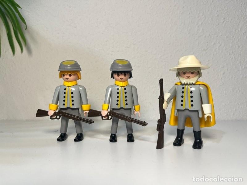 Playmobil: Playmobil sudistas del Oeste con oficial y soldados con rifles