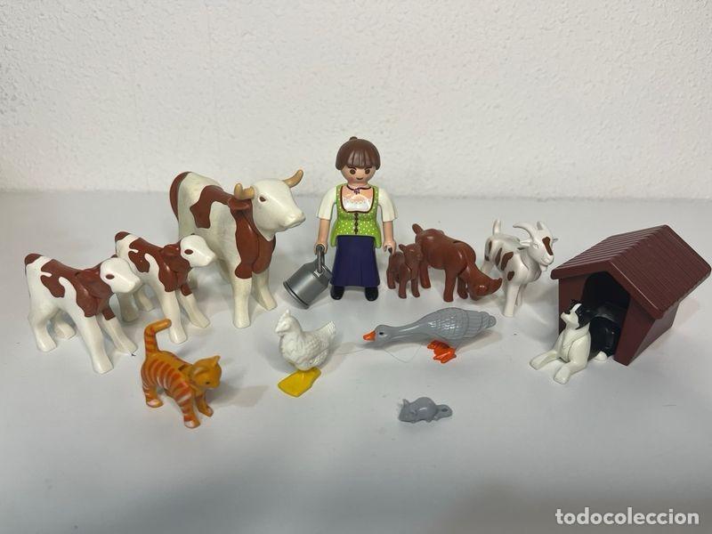 Playmobil: Playmobil granja con granjera, vacas, terneros, cabras, perro y gato