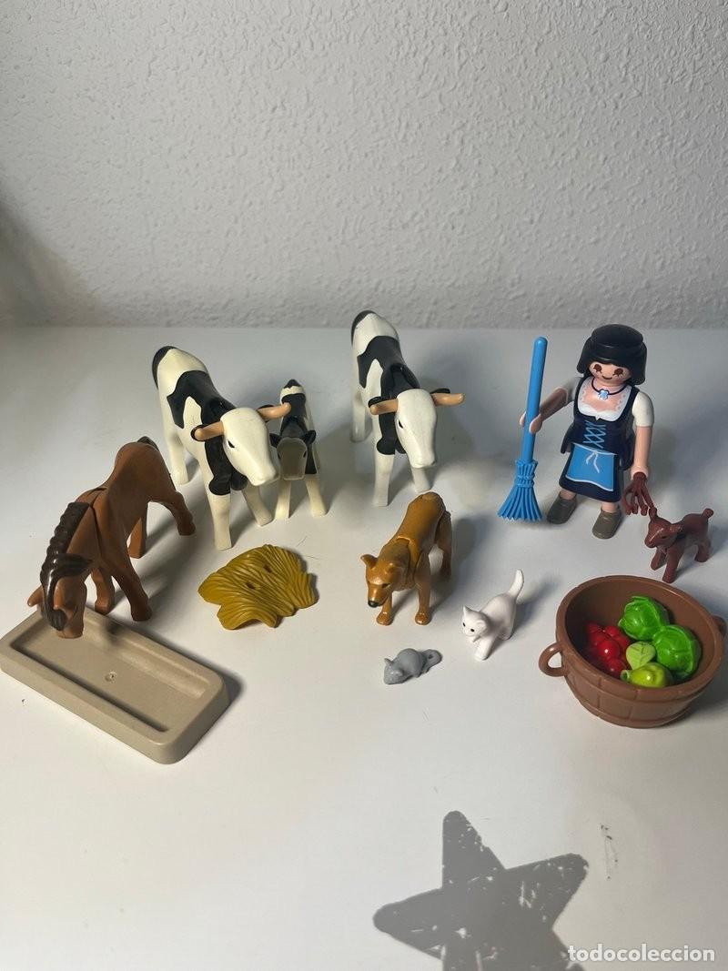 Playmobil: Playmobil granja con granjera, vacas, terneros, caballo y gato