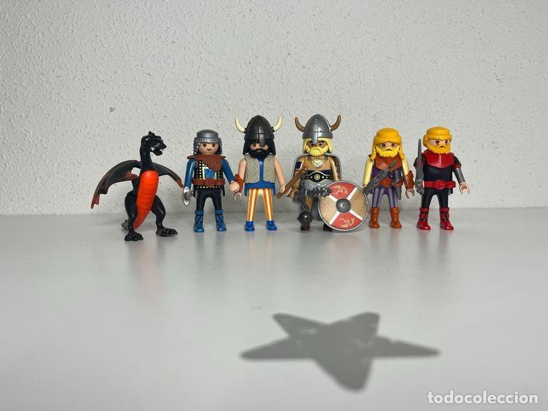 Playmobil: Playmobil 5 vikingos con armas, escudo y drag&oacute;n