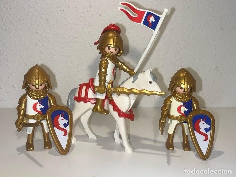 Playmobil: Playmobil 3 caballeros del Unicornio con armaduras doradas