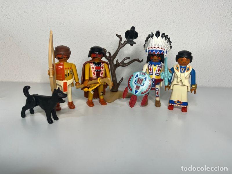 Playmobil: Playmobil indios nativos americanos con jefe, guerreros, &aacute;rbol y perro