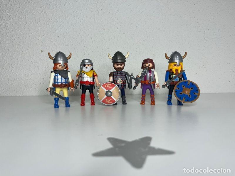 Playmobil: Playmobil 5 vikingos con cascos, espadas, hachas y escudos
