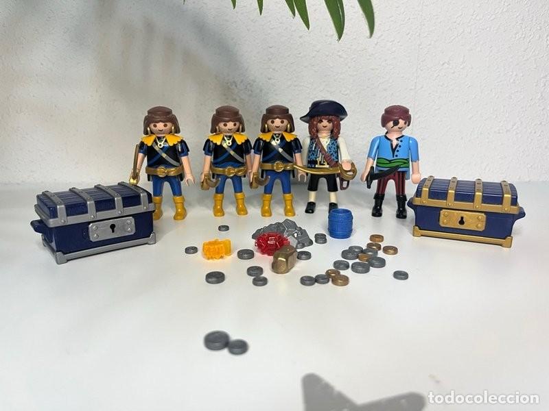 Playmobil: Playmobil piratas azules con dos cofres, monedas y joyas