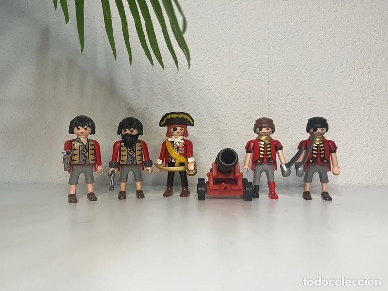 Playmobil: Playmobil piratas con capit&aacute;n, tripulaci&oacute;n y ca&ntilde;&oacute;n rojo