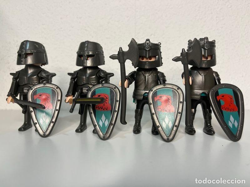 Playmobil: Playmobil 4 caballeros negros con escudos, espadas y hachas