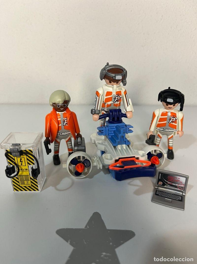 Playmobil: Playmobil Futuro: veh&iacute;culo azul y gris con 3 figuras y port&aacute;til