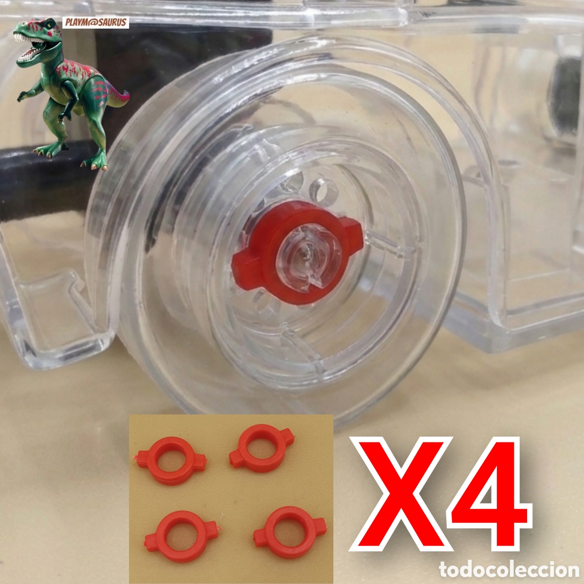 Playmobil: PLAYMOBIL X4 tuerca roja rueda coche vehiculo barqueta 3140 3143 3147 3434 3437 3478 3520 3532 3679