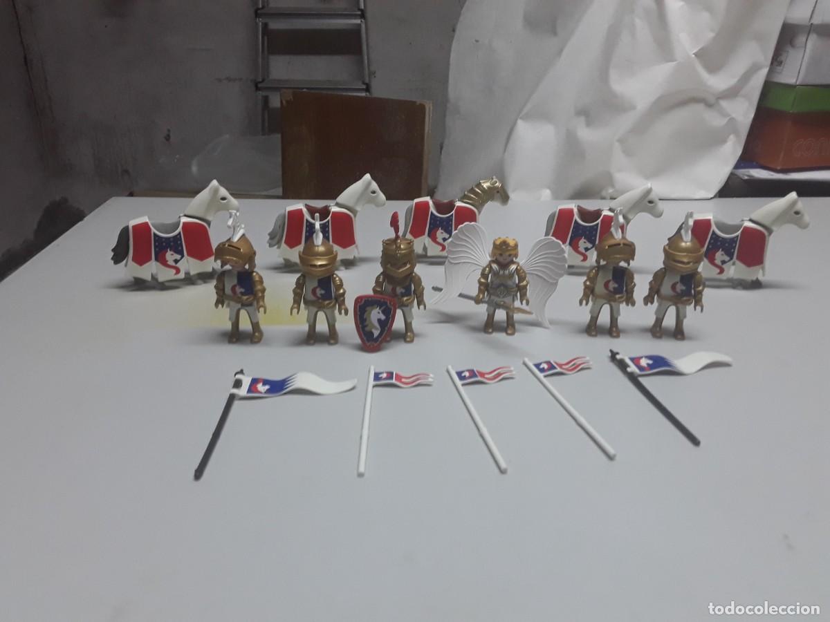 Playmobil: Lote playmobil Medieval Reino del Unicornio, caballero, caballo, manta, fald&oacute;n, capucha, armadura