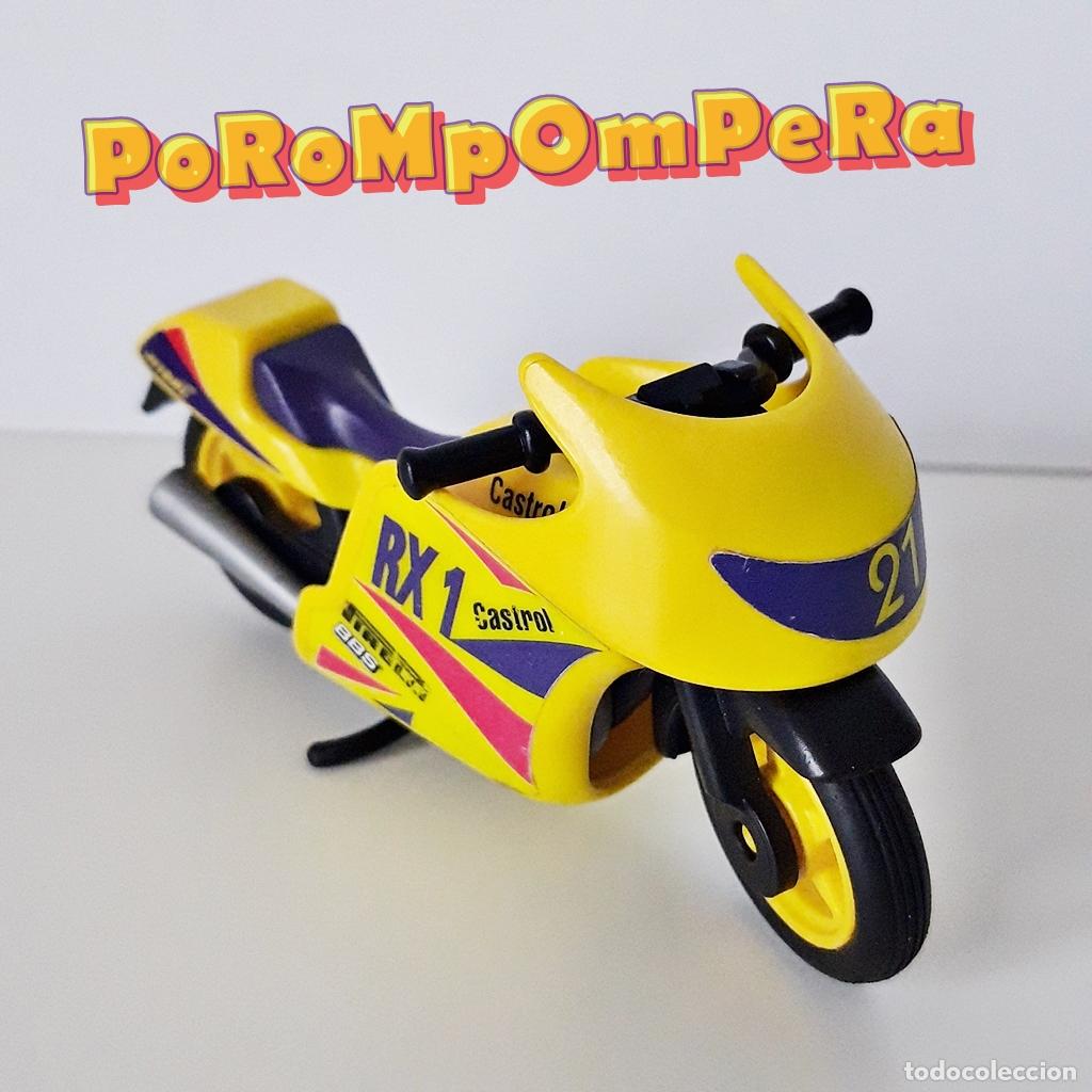 Playmobil: PLAYMOBIL moto de carreras amarill-ne&oacute;n 3779 motocicleta competici&oacute;n 90s CG1