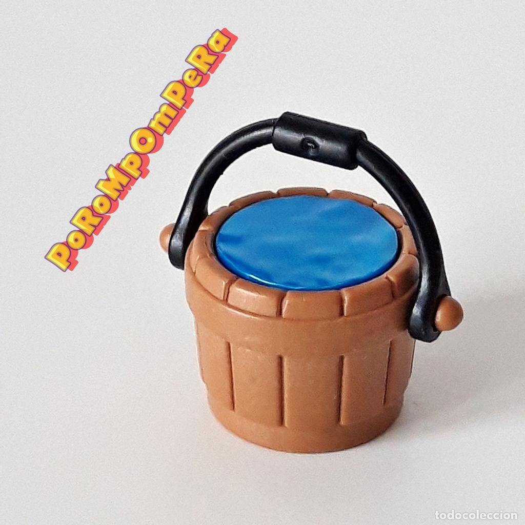 Playmobil: PLAYMOBIL cubo marr&oacute;n madera lleno de agua medieval oeste pirata vikingo granja bel&eacute;n egipcio A3