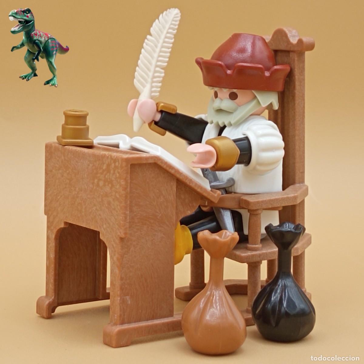 Playmobil: Playmobil figura recaudador medieval escriba mercader escribano conde noble escritorio pluma tintero