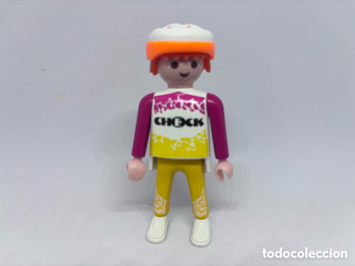 Playmobil: Playmobil ciclista casco naranja