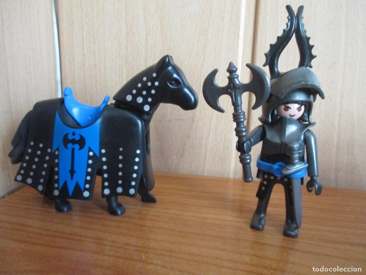 Playmobil: PLAYMOBIL : 1 FIGURA MEDIEVAL CABALLERO NEGRO CON CABALLO