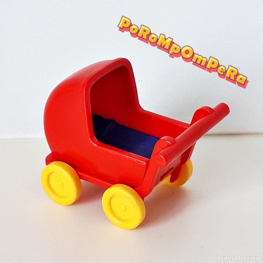 Playmobil: PLAYMOBIL carrito beb&eacute; rojo 4145 5328 5763 6250 + s&aacute;bana azul carro infantil cochecito ni&ntilde;a Q8
